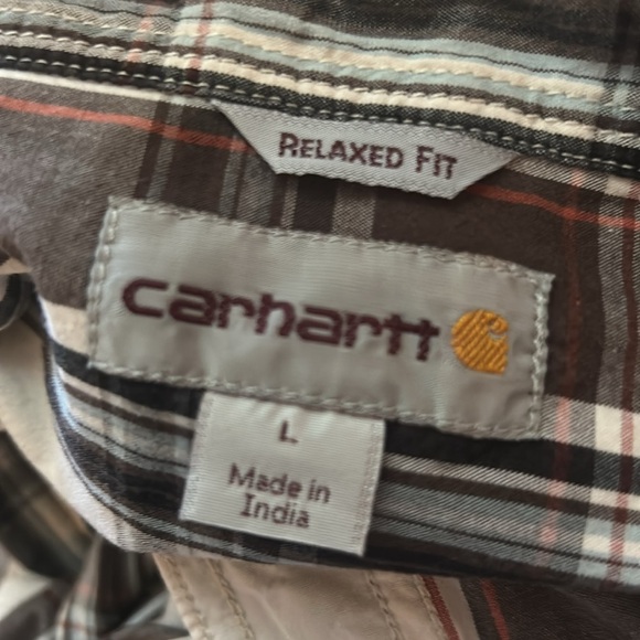 Carhartt Plaid Short Sleeve Men’s Button Down Shirt Relaxed Fit Large - Picture 4 of 5